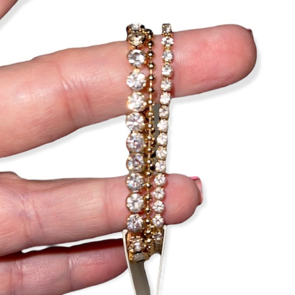 J. CREW Tennis Bracelet Set Three Bracelets Crystals NWT - Picture 2 of 10